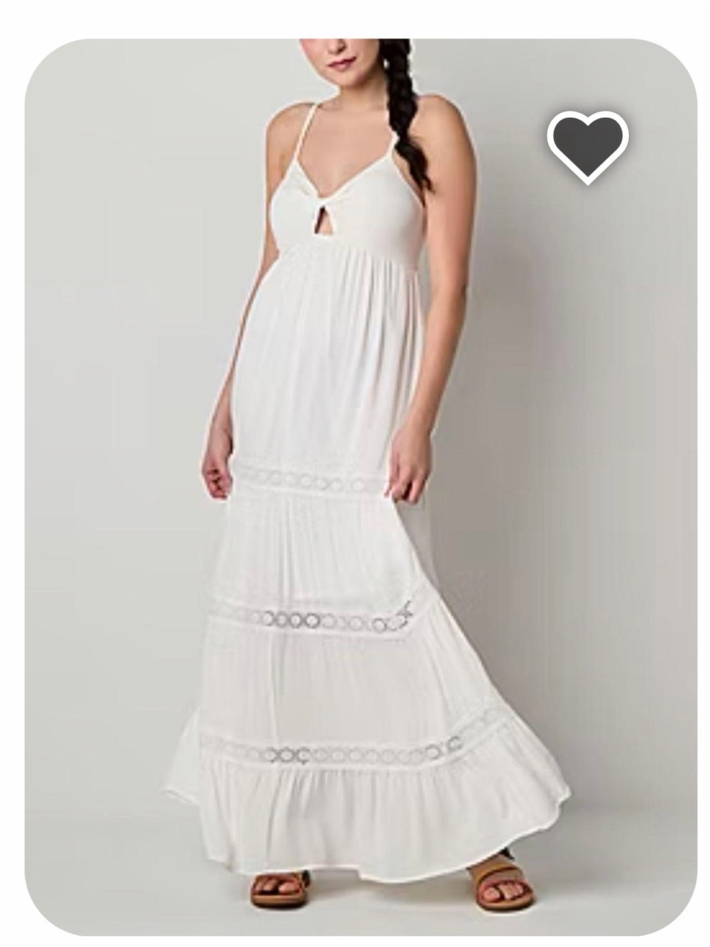 Arizona White Crochet-Trim Maxi Dress